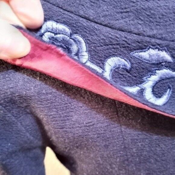 Young Woo Blue Asymmetrical Embroidered Collar Coat Dress XS - Picture 5 of 15